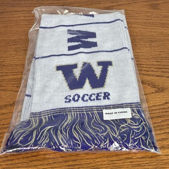 University of Washington UW Double-Sided Soccer Fringed Scarf - Picture 1 of 5